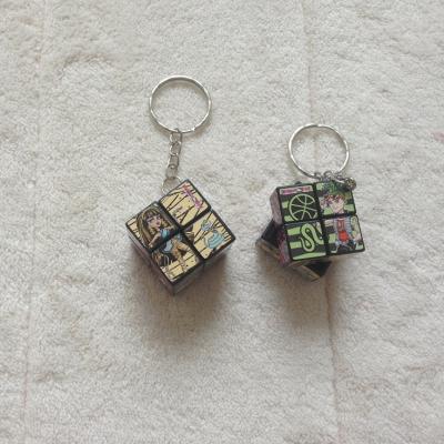 China Plastic Magic Cube Advertising Customized Key Chain for sale