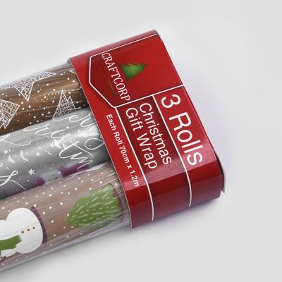 China Christmas 70cm*2m/roll Greaseproof Craft Gift Wrapping Paper Set Present Roll Papel de Santa Wrap Decorative Xmas Party Tree for sale