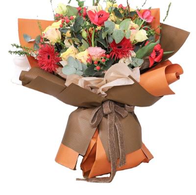 China Fashion Korea Style Anti-Bend Waterproof Handmade Flower Bouquet Solid 17 Color Kraft Paper for sale