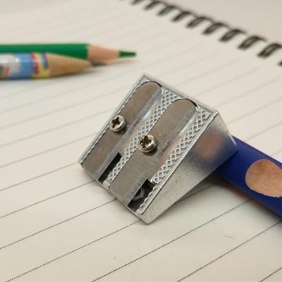 China Student& Promotional Kid's Gift 8mm And 11mm Double Hole Metal Aluminum Pencil Sharpeners for sale