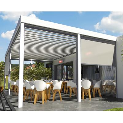 China Easily Assembled Outdoor Sun Shade Gazebo Outdoor Patio Garden Deck Metal Louvered Aluminum Pergola with Retractable Canopy for sale