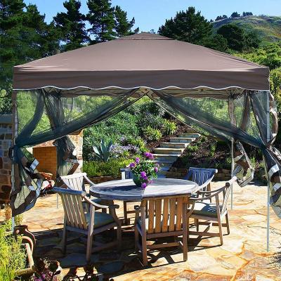 China POLY large cheap outside barbecue garden patio metal pop up round gazebo pergola shelter with net prices for sale for sale