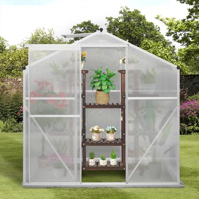 China Custom Small Mini Aluminum Single Span Polycarbonate Commercial Metal Garden Houses Easily Assembled Greenhouses for sale