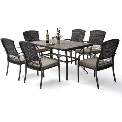 China Outdoor Waterproof Metal Frame Furniture Home Space Contract Furniture Wooden Dining Table Chair Set For Kitchen And Dining Room for sale