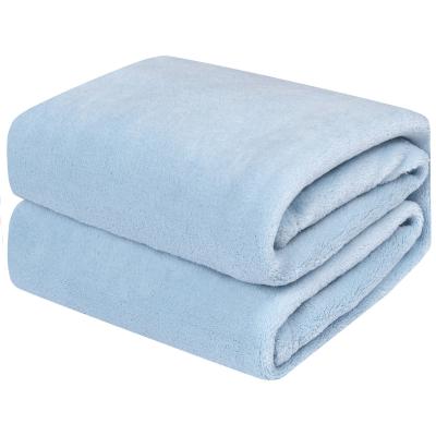 China Portable Wholesale Baby Blanket Blue Ultra Soft Microfiber Plush Flannel Baby Wrap Blankets for sale