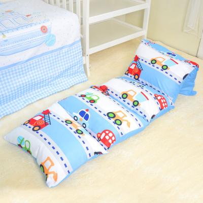 China Cartoon Design Portable Soft Cotton Toddler Comfortable Sleeping Nap Mat Nap Mat With Removable Pillow For Children 100% for sale