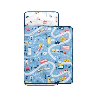 China Portable Toddler Nap Mat with Washable Pillow and Cartoon Car Guard Nap Mat for Kindergarten for sale