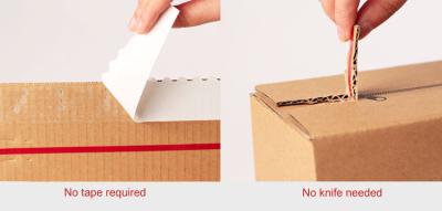 China Recyclable custom corrugated box with with tape and knife convenient cartonless zipper opening sealing and unpacking for sale