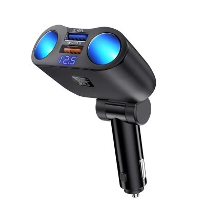 China Good Universal Hot Selling Car Charger 2 Plug Cigarette Lighter Splitter Led Car Charger Adapter Fast Charging Car Charger for sale