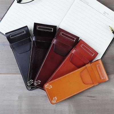 China Schools & Offices Quality Vegetable Tanned Leather Pen Case Holder OEM Pencil Case Pouch for sale