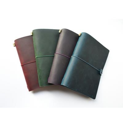 China Vintage Real Leather Travel Multifunctional Diary Notebook Printed Leather Diary for sale