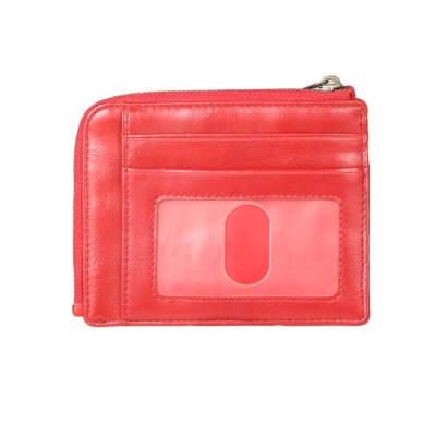 China Genuine Logo Anti-Theft Mini Pu Credit High Quality Custom Zipper Card Wallet Multi-Card Slots Lady Woman Card Holder for sale