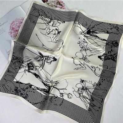 China Square Custom Design Empty Silk Square Headband Women Scarves 53*53cm Simple Pure Silk Ladies Scarf for sale