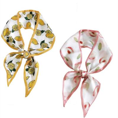 China Fashion Women's Hair Scarf/Neck Scarf/Bag Scarf Fashion Solid Color Printed Ribbon Decorative Small Narrow Scarf Tied Headband Tie Neck Bag Hair Tight Scarf for sale