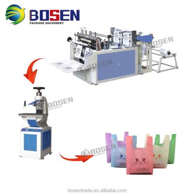 China Hot Cut Plastic Two Lines Bag Making Machine for sale