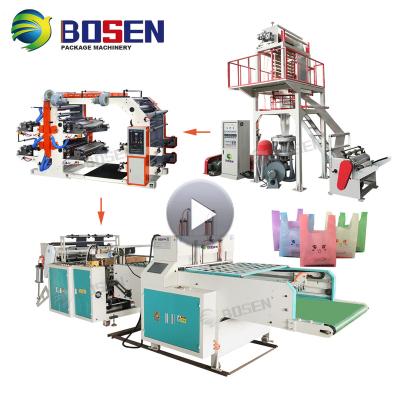 China Plastic Waste T-shirt Shopping Biodegradable Plastic Bag Making Machine Price for sale