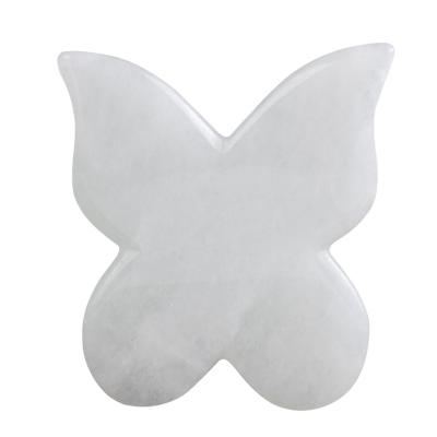 China Wholesale Best Price Popular Jade Butterfly Shape Jade White Gua Sha For Facial Massage for sale