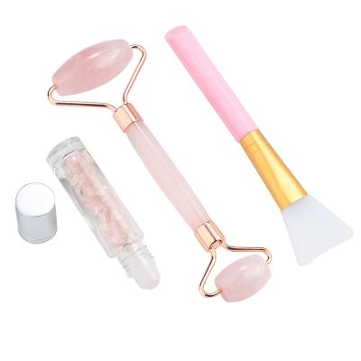 China Amazon Best High Quality Natural GemstoneFacial Brush Jade Roller And Gua Sha Whitening Set For Christmas Gift for sale