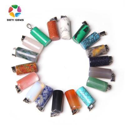 China Popular Cylinder Shape Semi Precious Stone Pendant Various Natural Quartz Stone Wholesale Lucky Valentine's Day Gifts Crafts Penda for sale