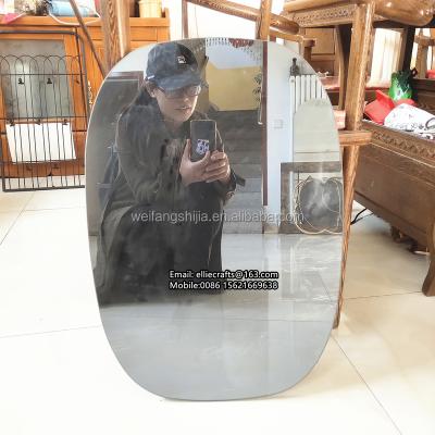 China Factory wholesale modern cheap frameless glass gray tinted mirror polished base oval mirror MDF wall mounted mirror for bathroom for sale