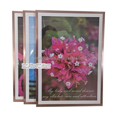 China Wholesale A1 A2 A3 A4 Home Decoration Black White Silver Rose Gold Oak Gray Color Photo Frame Diploma Art Poster Aluminum Picture Frame for sale