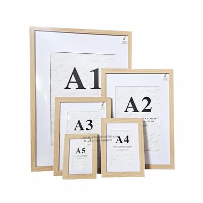 China Wholesale Home Decoration Large Gallery Wall Hanging MDF OAK Wooden Frame A0 A1 A2 A2 A3 A4 A5 Poster Frame Poster Frame for sale