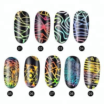 China Easy To Apply Laser Popular Nail Art Foil Nail Aurora Decals for sale