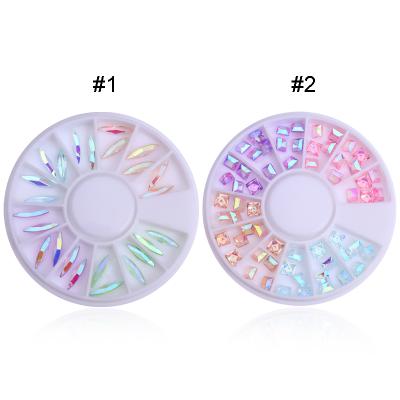 China Colorful 3D Nail Art Decoration Flat Bottom Multi-size Marquise Square Rhinestone Nail Beauty Products AB Color Nail for sale