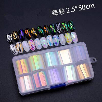 China Easy To Apply Nail To Foil Laser Holographic Glossy Sticker Effect Paper Sticker Glass Set for sale