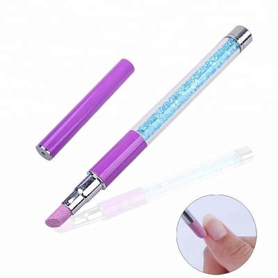 China Newest Cuticle Remover Nail Tips Nail Art Pusher Quartz Scrubs Stone Cuticle Stick Pen Nail Polish Manicure Pedicure Spoon Remover Factory for sale