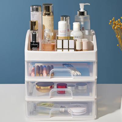 China Viable Transparent Desktop Drawers Cosmetics Makeup Storage Box Plastic Organizer for sale