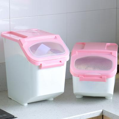 China Kitchen Accessories 20kg Rice Box Dispenser Viable Sealed Plastic Storage Container for sale