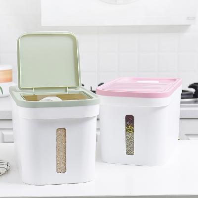 China Large Kitchen Plastic 12.5KG Rice Storage Container Bin Rice Dispenser Viable Wholesale for sale