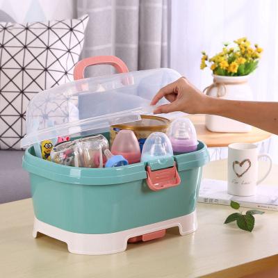 China Sustainable Cover Household Baby Milk Bottle Anti-dust Drying Rack Plastic Storage Boxes for sale