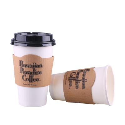 China 16OZ Disposable Wholesale Disposable Paper Coffee Cup For Hot Drink With Sleeve for sale