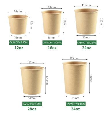 China Disposable Disposable Bowl Cup Paper Packaging Custom Logo For Soup Salad Fruit Porridge With Paper Lid for sale