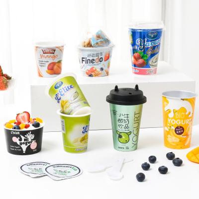 China DOUBLE WALL wholesales disposable PP Paper-plastic cup with lid for yogurt packaging for sale