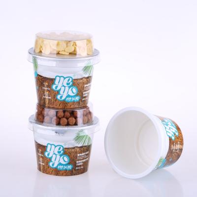 China Double Wall 7oz New Design PP Plastic Yogurt Packaging Cup With PET Grain Lid for sale