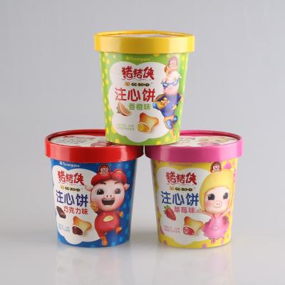 China Eco - Friendly 16oz Disposable Cookie Single Wall Paper Cup With Lid for sale