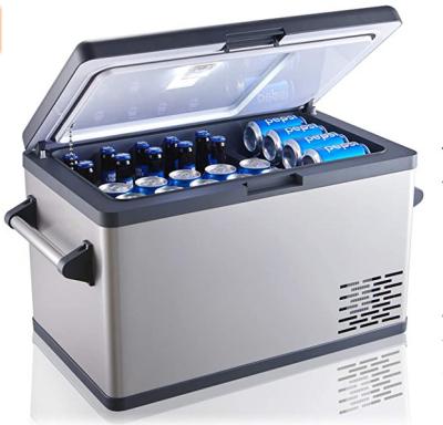 China DC 12v Portable Camping Car 35L Freezer Truck Mini Refrigerator Cooler Sticker 690x398x449mm for sale