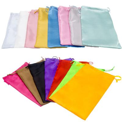 China Gift Hair Extension Storage Silk Satin Drawstring Packaging Bags For Hair Bundles for sale