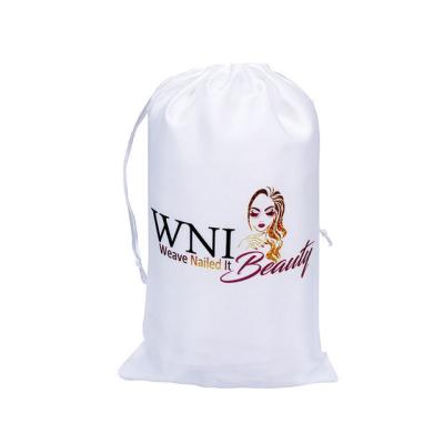 China Nice Gift Low Cost White Hair Extension Satin Bags for sale