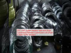 2507 2205 Duplex Stainless Steel Wire Rope Customized Diameter Customized Coil Length In Reels ASTM Standard