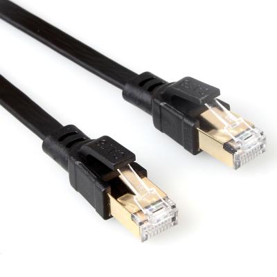 China Flaches SFTP RJ45 Cat8 Schwarz-Farblanglebiges gut des Flecken-Kabel-40Gbps 2000Mhz zu verkaufen