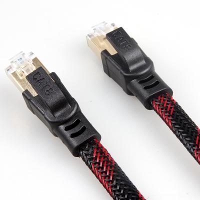 China Cat8 Stabiele Nylon Gevlechte Ethernet-Kabel Rode Zwarte Antiinterferentie Te koop