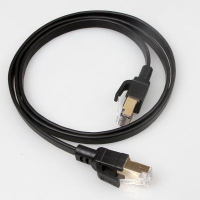 Cina Il cavo di Ethernet piano schermato nero Cat8 con oro ha placcato il connettore RJ45 in vendita