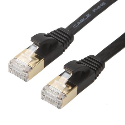 Cina Pratico cavo Ethernet piatto Cat6 nero con connettori Rj45 antigroviglio schermati in oro in vendita