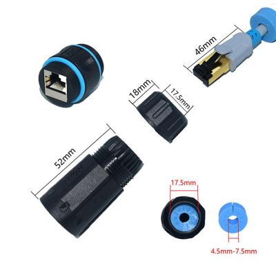 중국 여성에게 여성인 야외 IP68 인라인 방수 커넥터 CAT6 STP 판매용