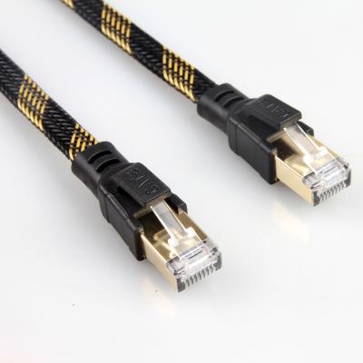 China Alta velocidade amarela preta trançada de nylon do cabo estável do remendo do RJ45 Cat8 à venda