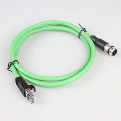 China Estábulo industrial do gigabit do cabo ethernet M12 4 Pin To RJ45 da câmera verde à venda